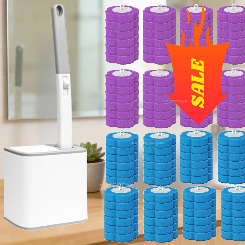 Disposable Toilet Brush Cleaner WC Replacement Sponge Pad Toilet Cleaning Brush Refills Bathroom Cleaning Accessories