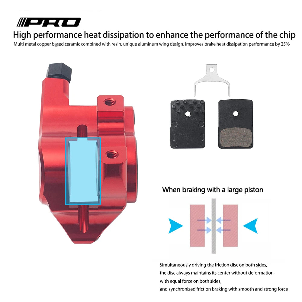 IIPRO Flat Mount Hydraulic Brake Caliper 2-Piston | Road/MTB Flat Bar Bike Upgrade Kit | Multi-Color