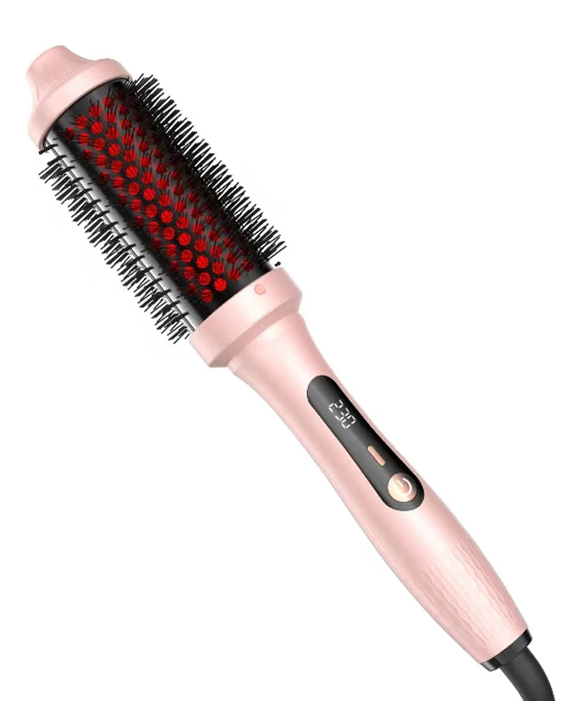 Infrared Hair Curler Comb 1.5inch Heated Round Brush for Curling and Straightening Dual Voltage for Travel Using