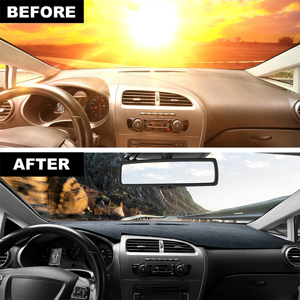 For Seat Leon 2005 2006 2007 2008 2009 2010 2011 2012 Sunshade Mat Flannel Dashmat Carpet Anti-Slip Pad Interior Accessories
