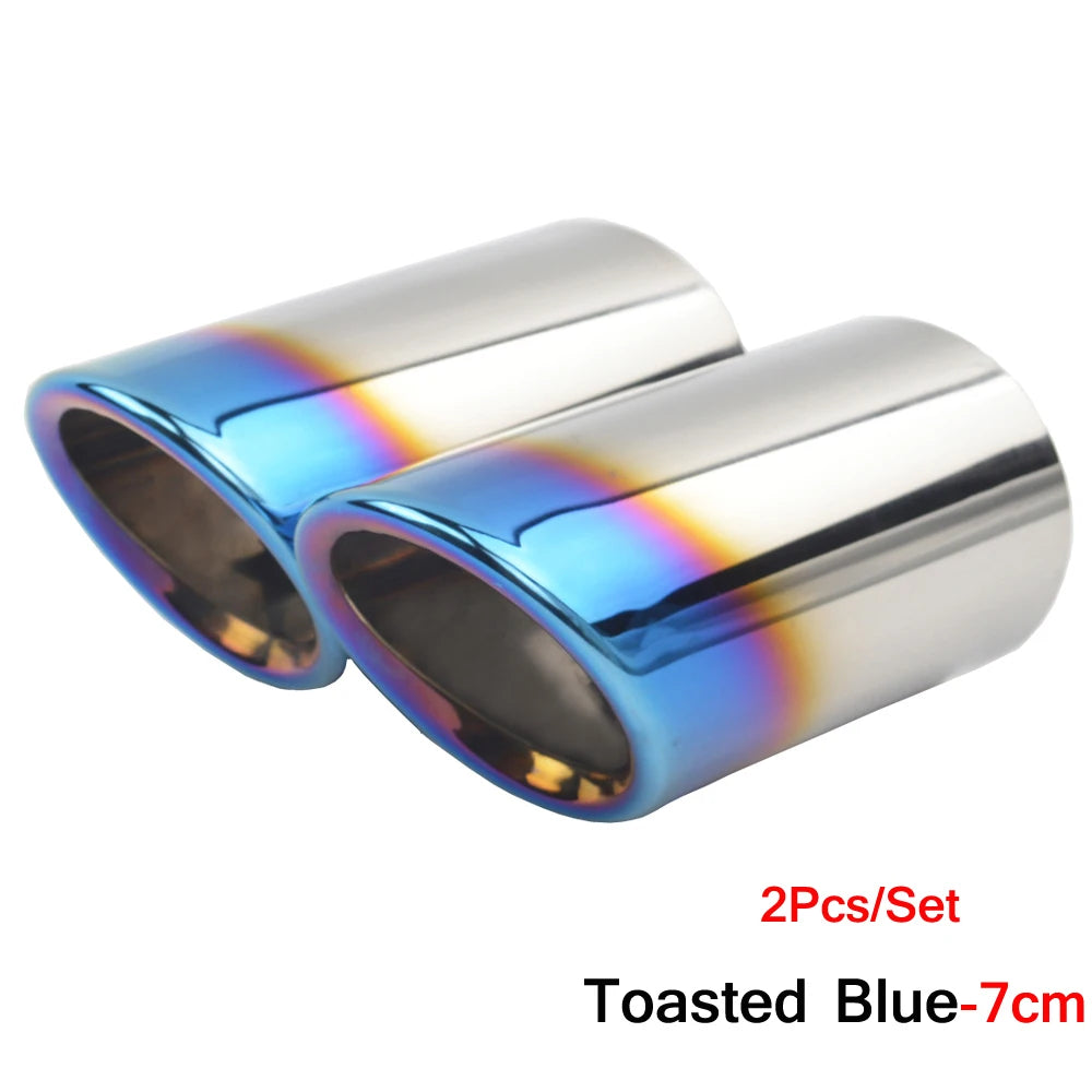 2pcs Stainless Steel Exhaust Muffler Tip Covers 7-9.5cm Black/Silver/Blue for Audi/VW