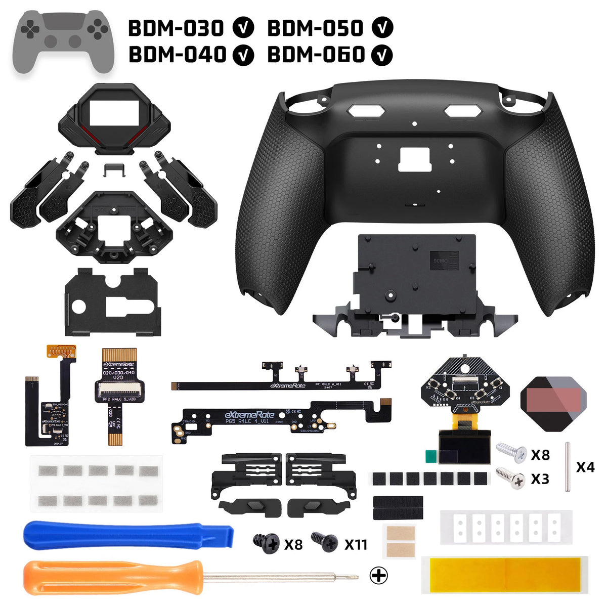 eXtremeRate SPARK PS5 DualSense Back Paddles Kit, 4 Remappable Buttons, Rubberized Black
