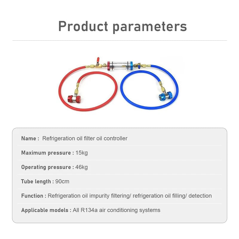 Automotive Air Conditioning Compressor Oil Filter And Refrigerant Oil Analyzer Filler Purifier for Cooling System Maintenance