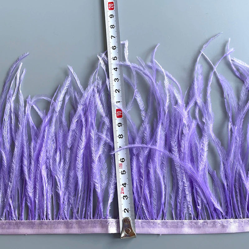 Ostrich Feathers Trim 13-18CM 5-7inch Feather Plumes Ribbon Selvage For DIY Wedding Dress Decoration Crafts Accessories
