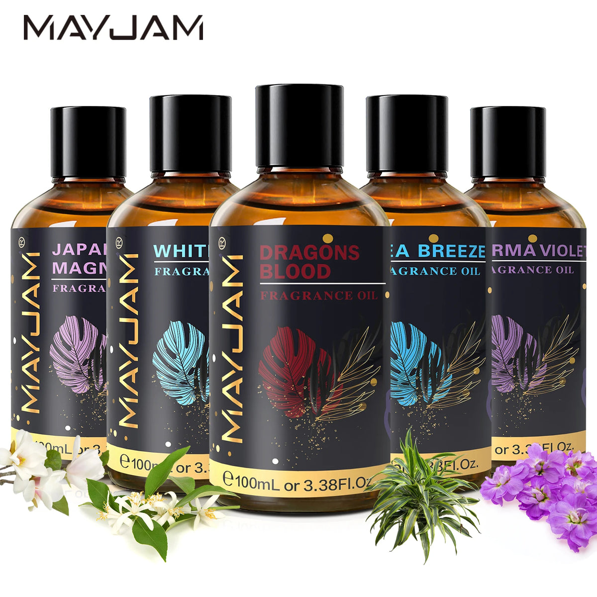 MAYJAM Aromatherapy Essential Oil Coconut & Vanilla White Musk Bubble Gum Sea Breeze Fragrance for Reed Diffuser Air Freshener