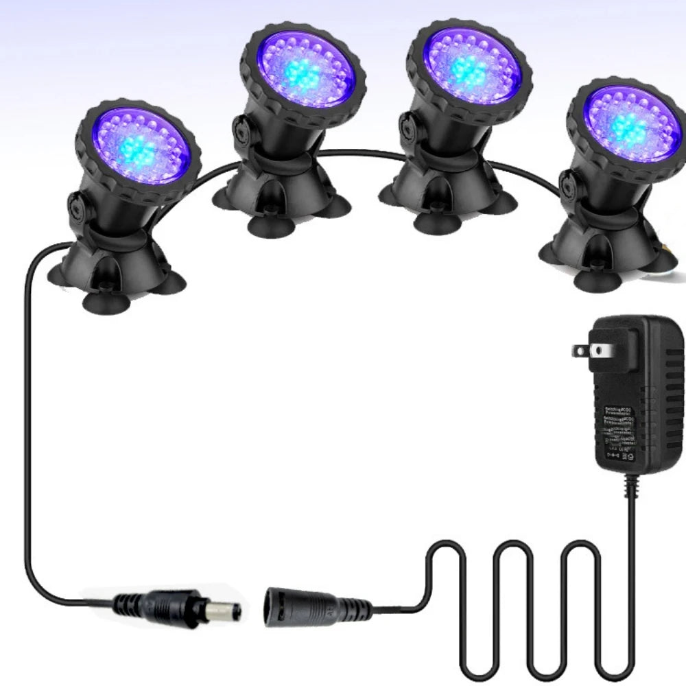 IP68 Waterproof Underwater LED Lights 12V RGB Multicolour Aquarium Light Garden Fountain Pond Fish Tank Swimming Pool Spot Lamp