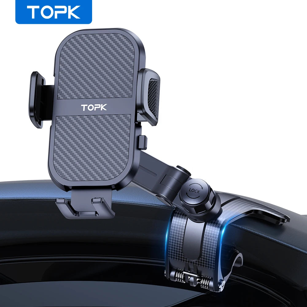 TOPK D46J Dashboard Car Phone Holder Mount, Easy Installation, Universal Clip Mount, Compatible with All Smartphones