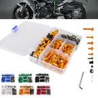 Motorcycle Fairing Screw Kit 177pcs Aluminum Windshield Cover Bolts Set, Blue