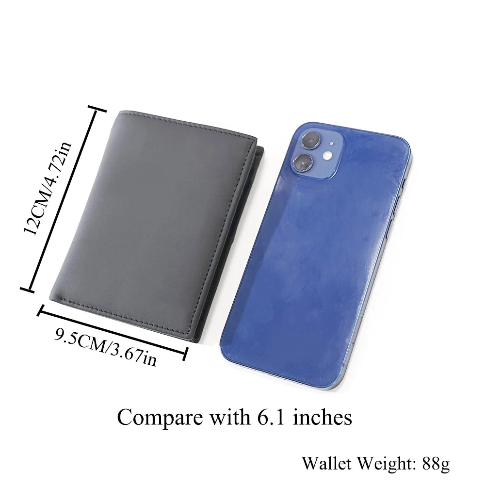 Men's Genuine Leather RFID Blocking Zip Wallet Vertical Credit Card Holder, Black/Coffee