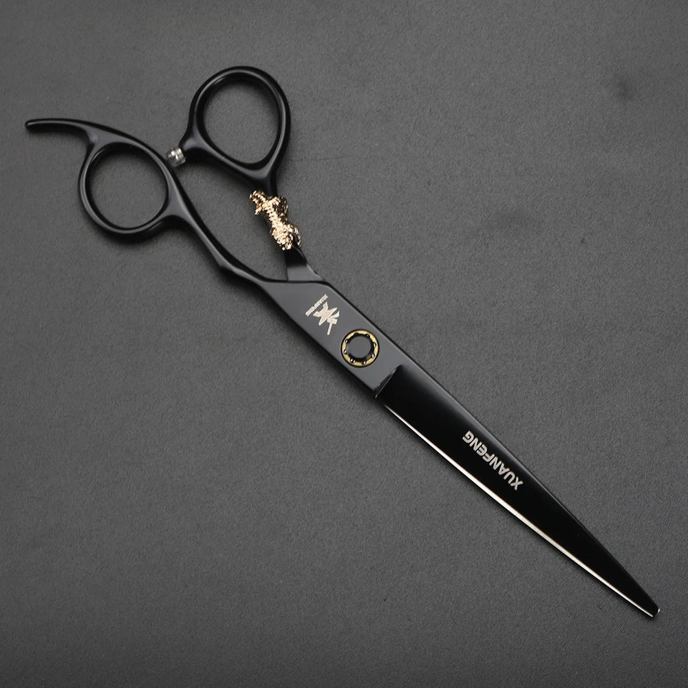 XUANTENG 7-inch black hair cutting scissors with bearing design, barber scissors