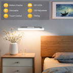 WILLED 5W Dimmable Mirror Lights 3 Colors Adjustable Makeup Light with 120 LED 2500mAh Rechargeable Under Cabinet Led Lights