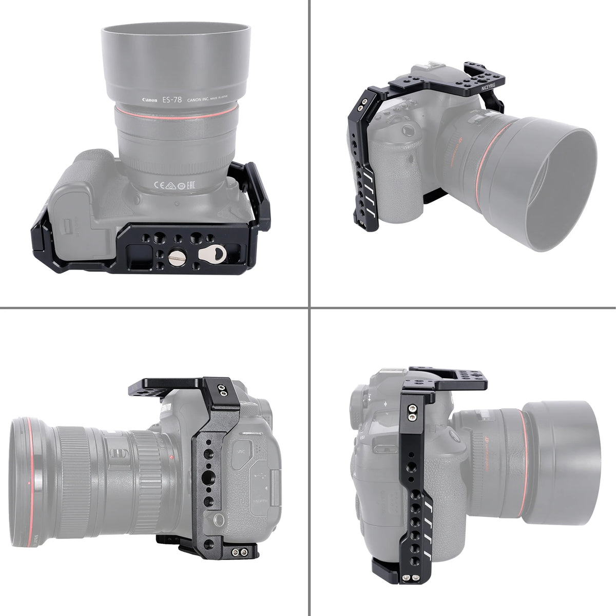 NICEYRIG Camera Cage for Canon EOS 6D/6D Mark II with NATO Rail, Cold Shoe, Arca-Swiss Plate