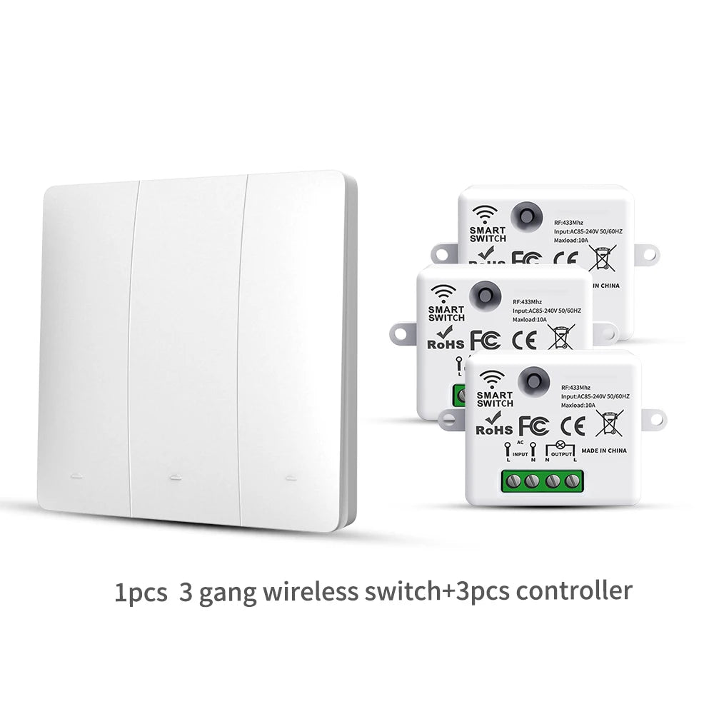 LVGEMSS Smart Wireless Switch RF433 Self-Powered Push Button Wall Panels Remote Controller Light Switch Waterproof Wall Switch
