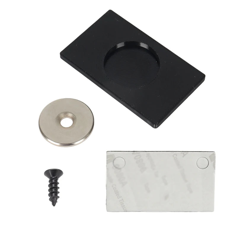 4pcs Magnetic License Plate Holder Set with Fixed Plate and Screws, Universal RV Trailer, Black