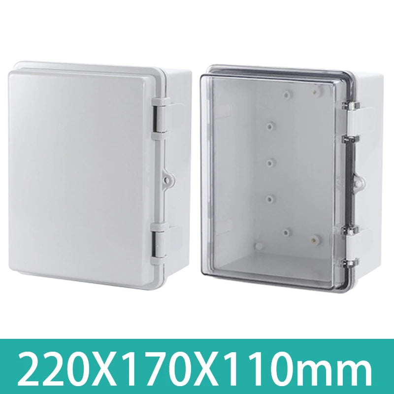 IP67 Waterproof Plastic Electrical Enclosure Junction Box with Hasp, Grey/Transparent Cover