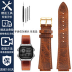 Retro Genuine Leather Watchband For Casio AE1200 AE1300 A158W/A168 W-216H Vintage Watch Strap convex mouth Men's Bracelet 18MM