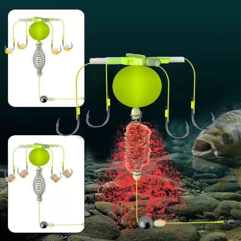 Newest 1-5PCS Hook Fishing Bait Cage Four Hook Carbon Steel Line Group Feeder Sinker Float Sharp Fishing Spring Bait Cage Tools