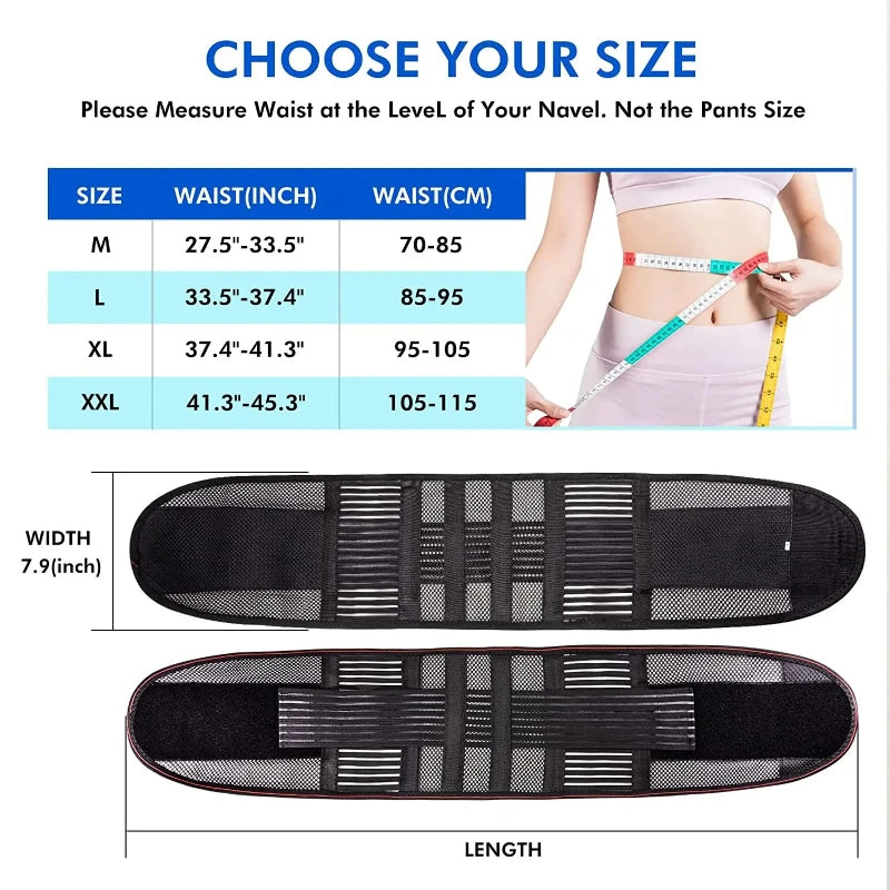 Back Brace for Men and Women, Anti Skid Mesh Adjustable Back Lumbar Waist Support Belt Lower for Back Pain Relief