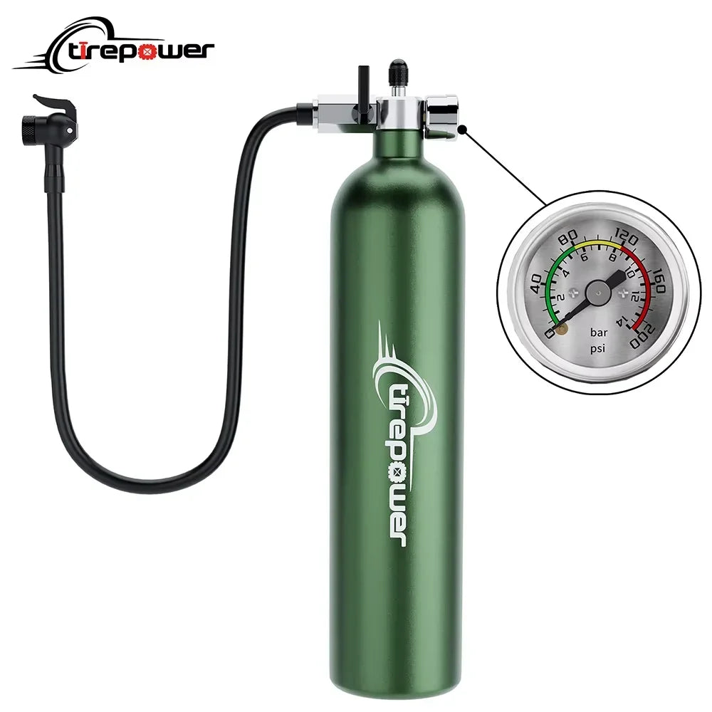 Ctrepower Tubeless Tire Inflator Bottle Booster with Pressure Gauge, Presta/Schrader, Black