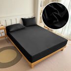 Solid Color Fitted Sheet with Elastic Band, 1pc Mattress Sheet 90x200 to 200x220cm