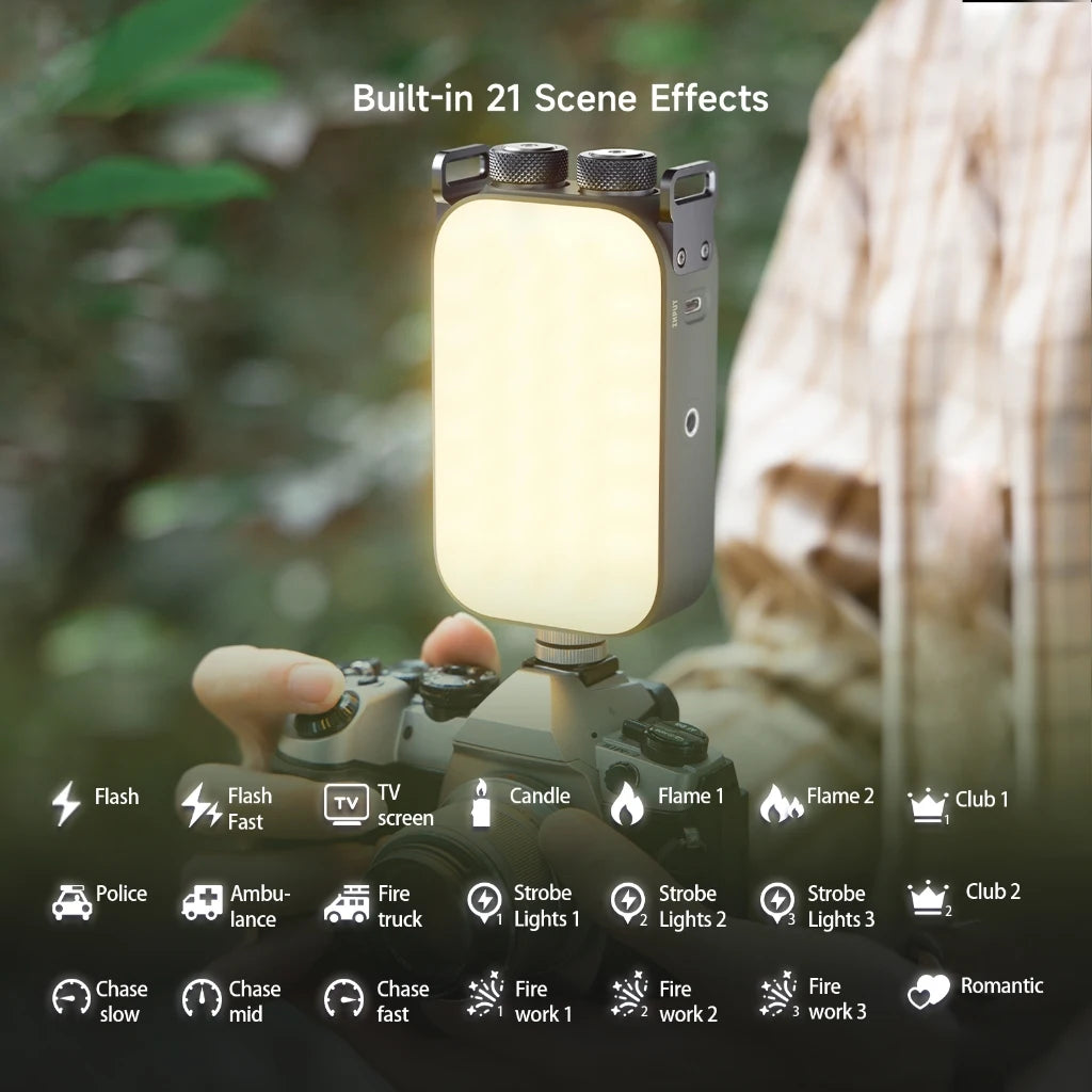 PHOTOOLEX 12W 2500-9900k RGB LED Camera Light   With Magnetic Fill 21 Kinds of Light Effects 36000 Full Color For Creative Vlog