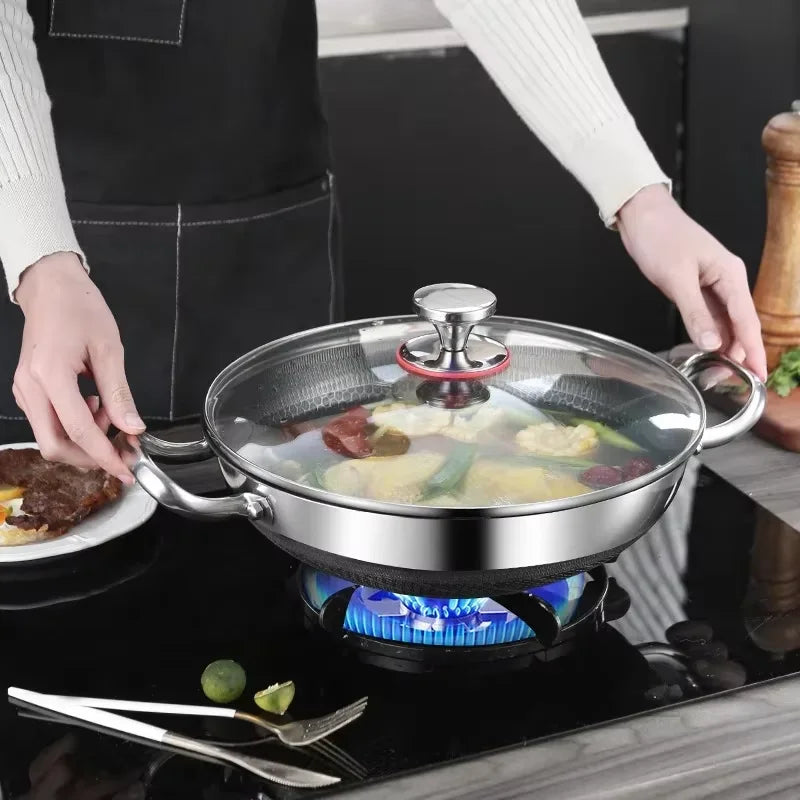 304 Stainless Steel Soup Pot with Lid, Honeycomb Nonstick, Induction & Gas Compatible