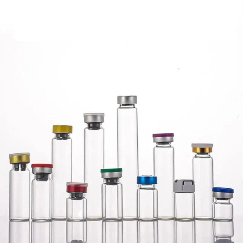 (100pcs) 2ml 5ml Vials with Rubber Stopper Flip Off Caps or Al Caps Glass Bottles