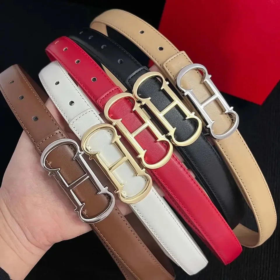 Women's 25mm Belt with Gold Letter Buckle, Jeans Waist Belt, Sizes 95-115cm