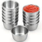 Sauce Dipping Bowl 304 Stainless Steel Dipping Cups Round Sauce Dishes Mini 6/12 Pcs Reusable Seasoning Cups Dipping Cups