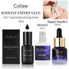 Gollee 0.5-1s Dry Eyelashes Extension Glue 15ml Eyelash Cleansing Primer Lasting Professional Lash Extension Primer Super Bonder
