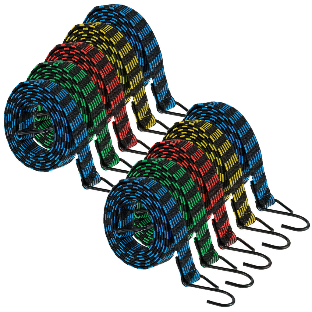 5-20Pcs Bungee Cords 2M Elastic Bungees Cords Heavy Duty Luggage Bungee Straps with Hooks Antislip Flat Elasticity Rope Upgrades