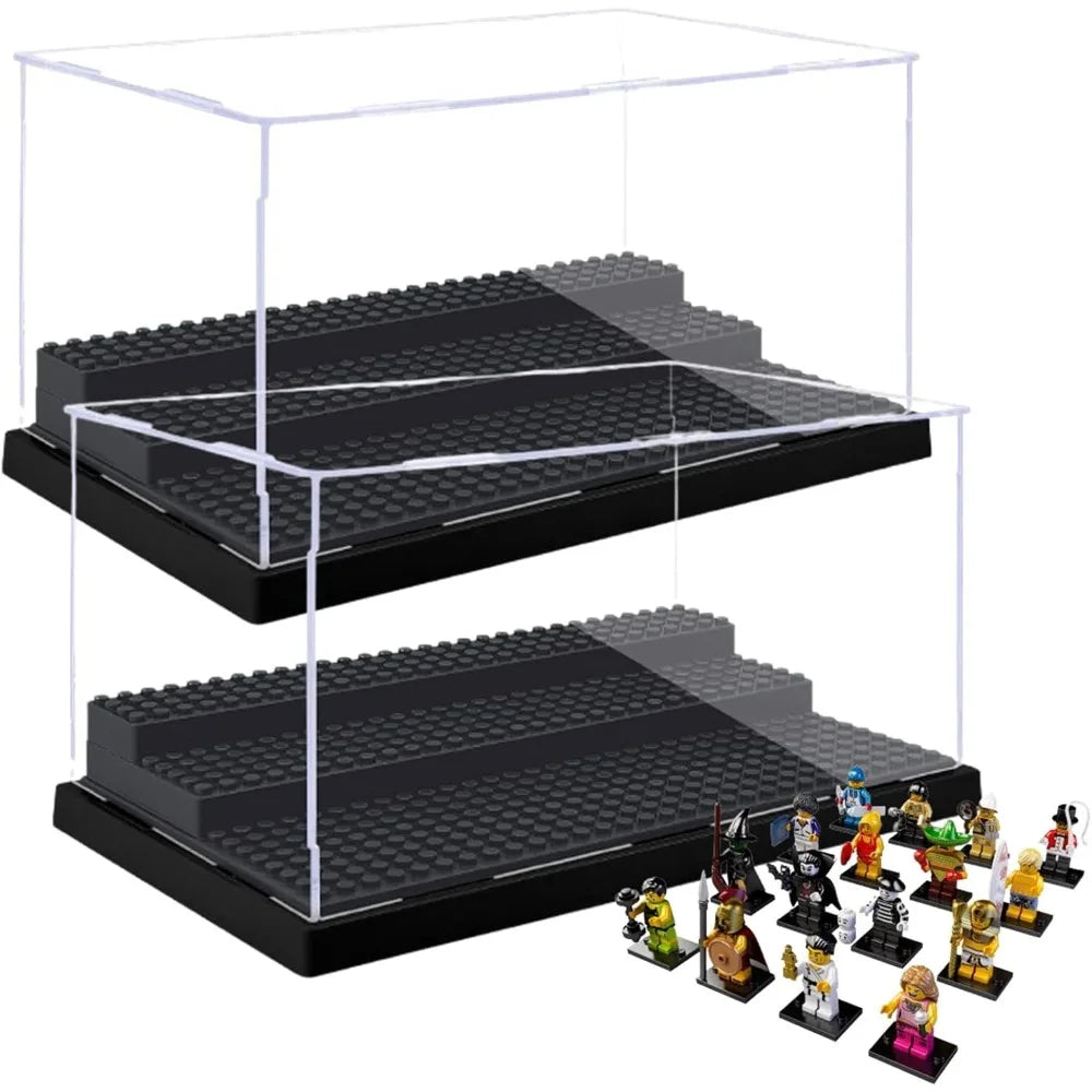 1pc Acrylic Display Case for Model Action Figures Blocks with 3-Tiered Steps Clear Dustproof Acrylic Display Box Storage