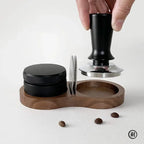 Walnut Coffee Tamper Mat – 51/53/58mm, Storage Pad for Tamper & Filter Screen, Barista Station Tool