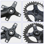 Bicycle crankset square taper single chainring 30T-42T black 152/165/170mm