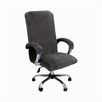 3pcs/set Velvet Plush Stretch Computer Office Chair Cover With Armrest Cover, Solid Color Spandex Armchair Slipcover, Removable