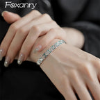 Foxanry Vintage Punk Cuff Bracelet for Women Couples New Fashion Creative Design Sparkling Zircons Wedding Bride Jewelry Gifts