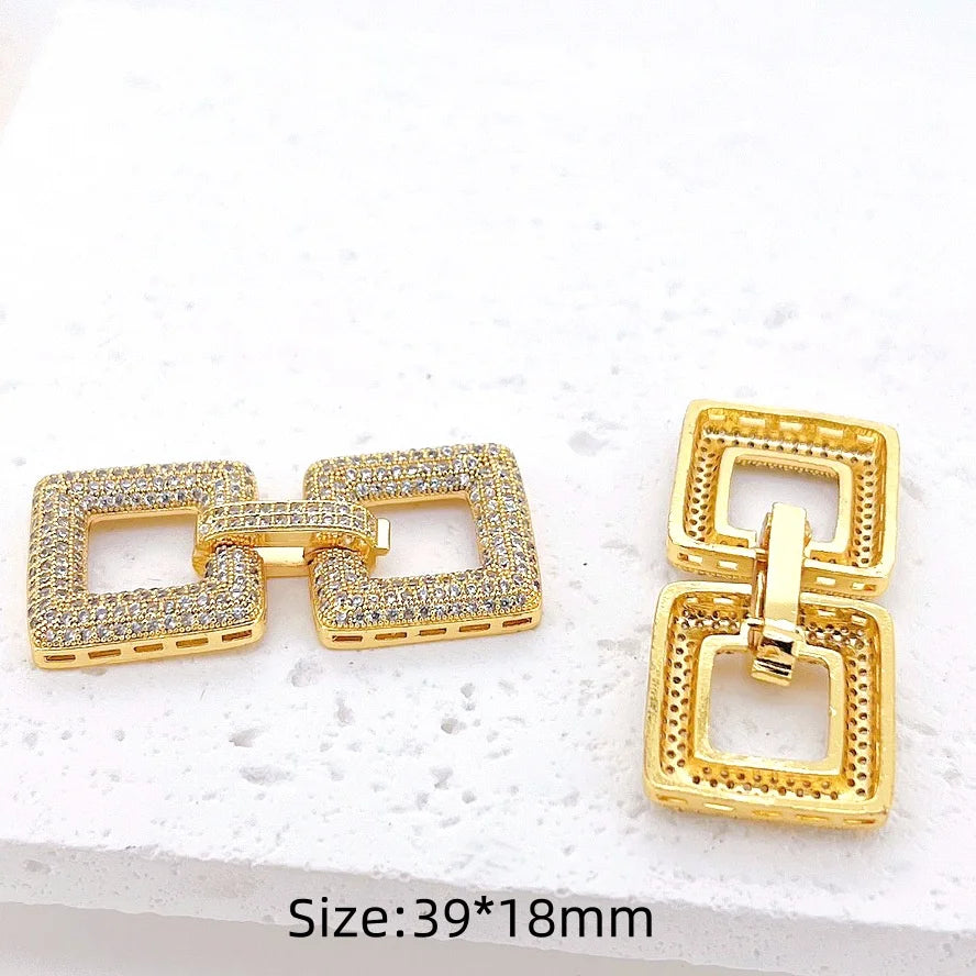 1 Pcs Wholesale Micro-set Square Necklace Bracelet Clasp Jewelry Accessories Full Zirconium Connecting Clasp DlY Accessories