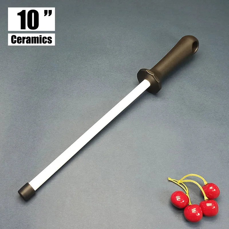 8/10/12 Inch Professional Ceramic Knife Sharpener Rod Durable Knife Grinder With Non-Slip Handle Kitchen Knife Sharpening Blade