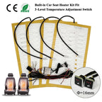 Universal Built-In Car Seat Heater Kit Fit 2 Seats 12V Alloy Wire Heating Pads 3 Levels Dual Control Heated Switch System