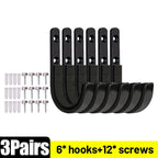 Carbon Steel Wall Mounted Storage Hook Bracket, Rust Resistant Tool/Bike Hanger - 1 Pair