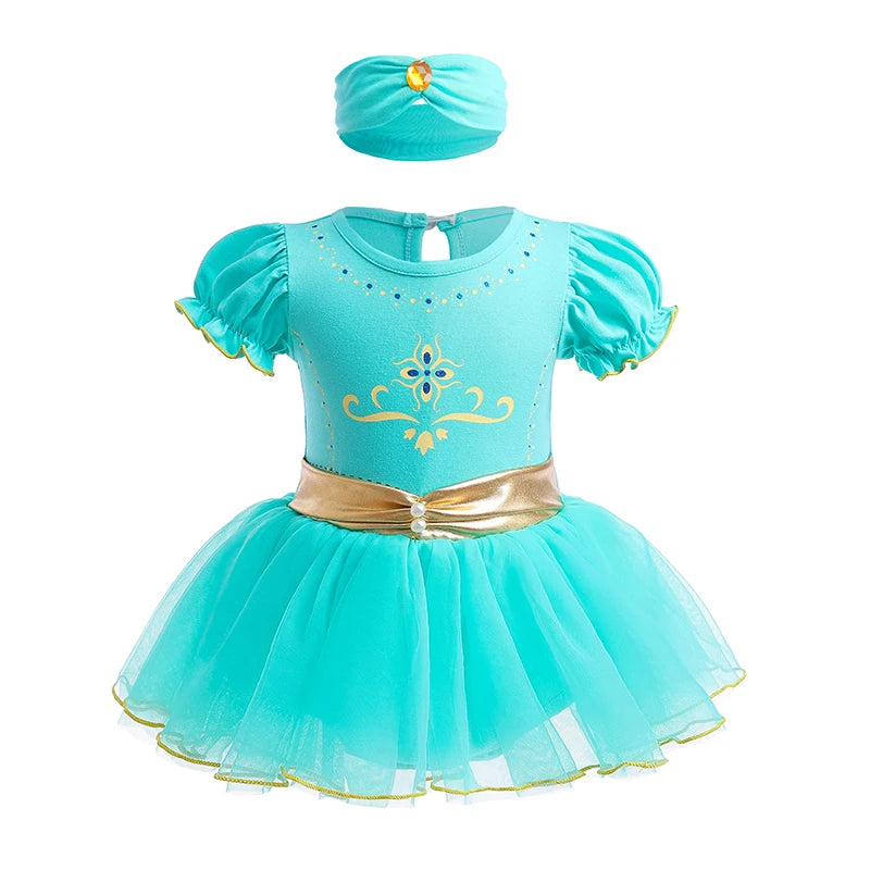 Infant Baby Girl Jumpsuit Dress Little Girl Princess Romper Dress With Headbands Kids Clothes Size 70-80-90-100