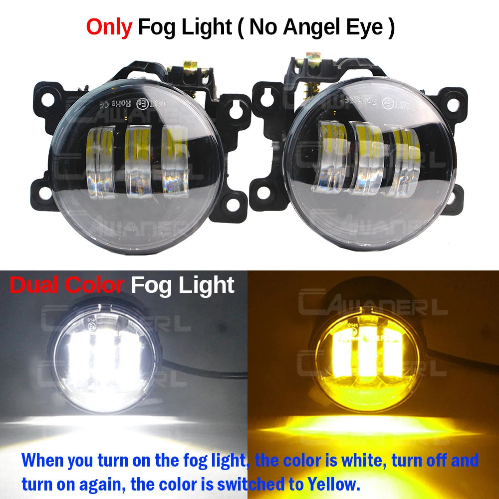 2 Pieces 90MM Round Angel Eye LED Fog Light For Suzuki Jimny 1998-2017 30W H11 Adjustable Car Front Fog Daytime Running Lamp DRL