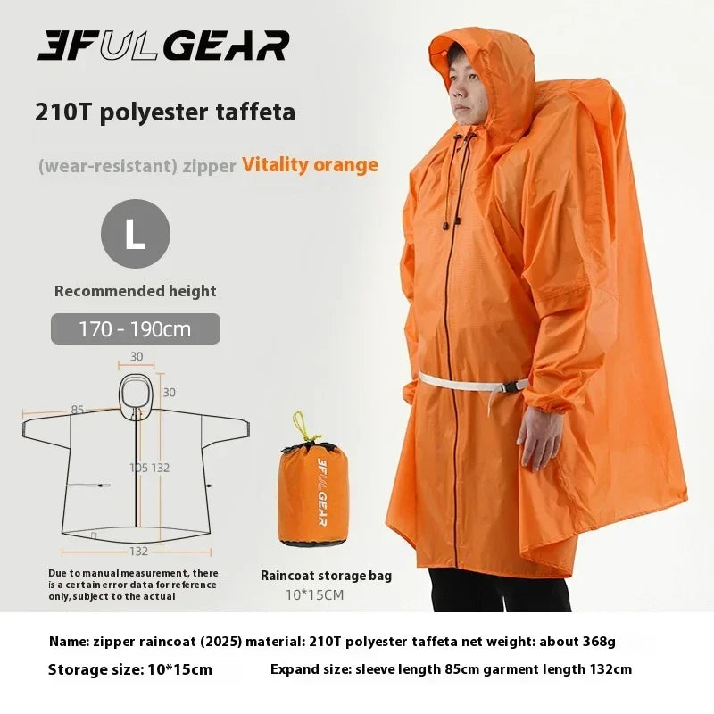 3F UL GEAR Ultralight Waterproof Rain Jacket Poncho PU5000 15D/210T Nylon Blue/Orange