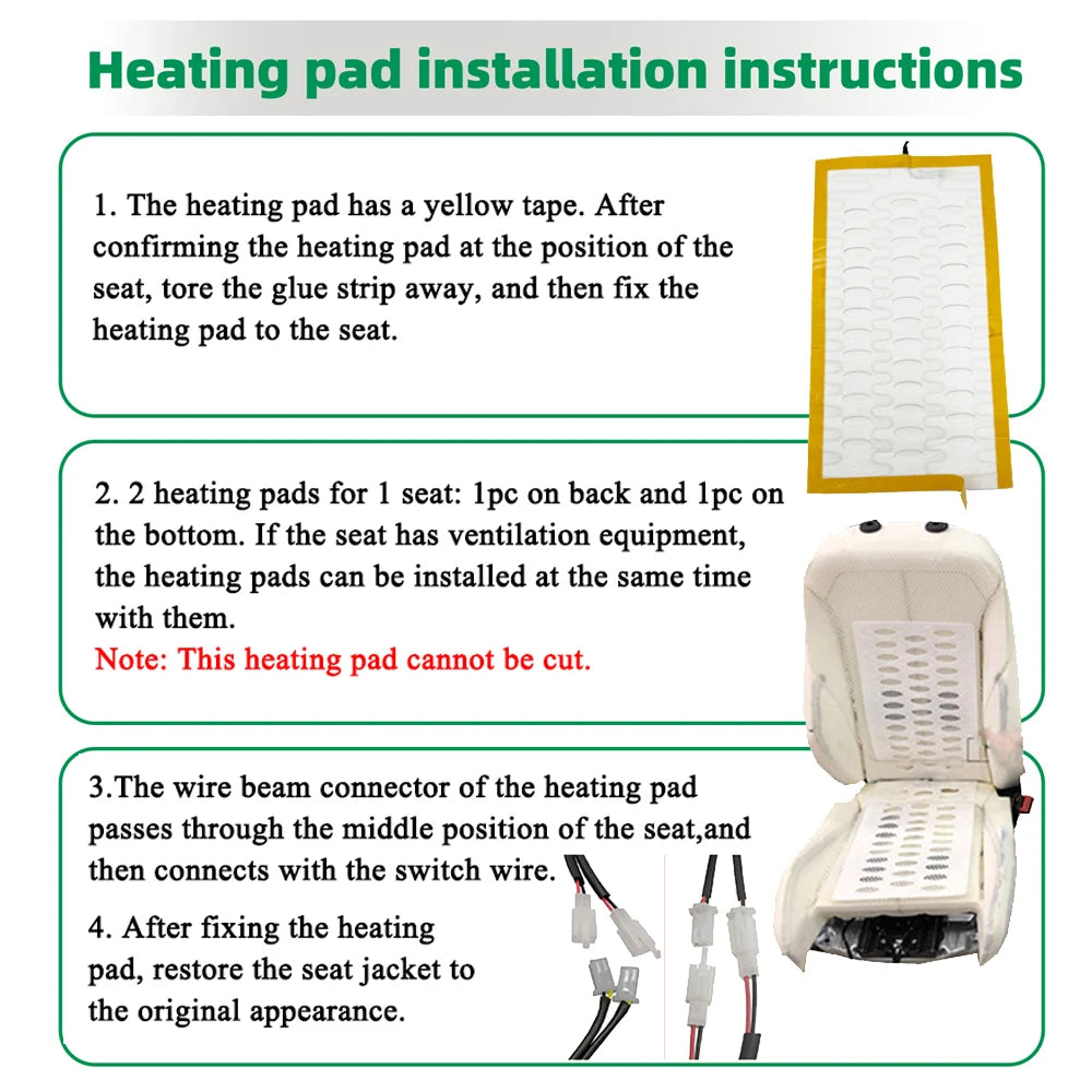 Universal Built-in Car Seat Heater Kit Fit 2 Seats 12V 100W Alloy Wire Heating Pad With Ventilation Hole 2 Levels Control Switch