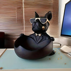Resin Bulldog Dog Statue Storage Box with Sunglasses, Home Decor Figurine