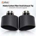Universal Car Matte Carbon Fiber Muffler Tip Exhaust Pipe Nozzle Decoration Stainless Silver&Black Tilting Left Right Oval