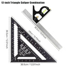 Premium Rafter Square and Combination Triangle Square Set, Woodworking Framing Square, Ruler and Protractor Tool Set