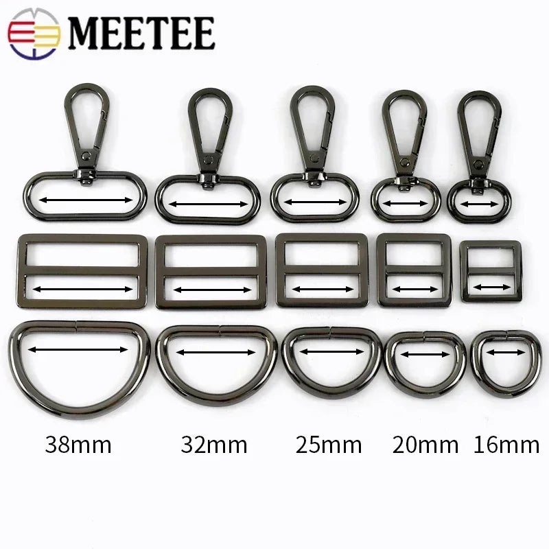 2/3Sets 16-38mm Bag Strap Lobster Buckle Metal Tri-glide Clasp For Webbing Adjuster D Ring Pet Collar Hook Hardware Accessories