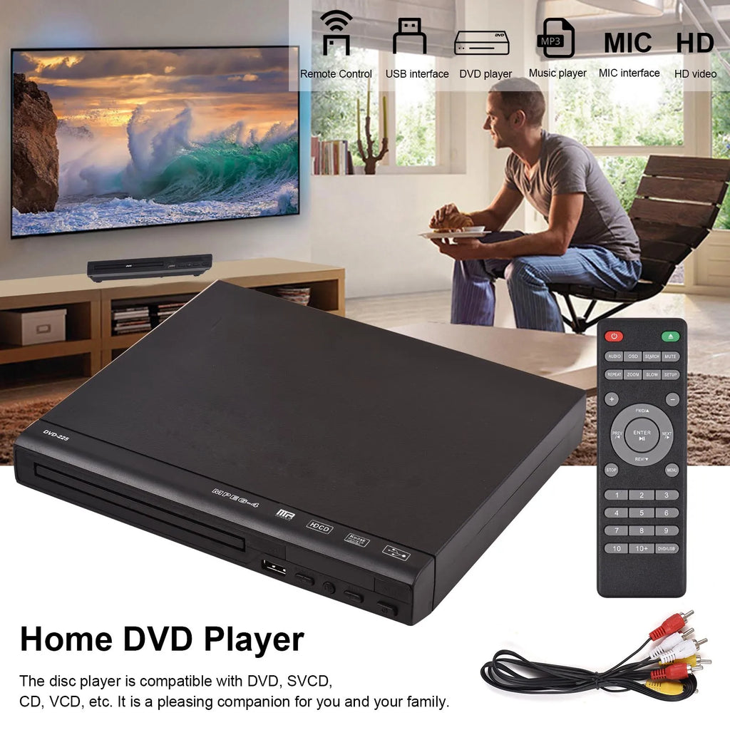 DVD CD Disc Player DVD-225 Home DVD Player DVD CD Disc Player Digital Multimedia Player AV Output with Remote Control