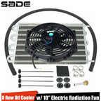 Universal 8 Row Transmission Radiator Oil Cooling &10 Inch 12V Car Air Conditioning Radiator Slim Fan Cooler (Non combination)